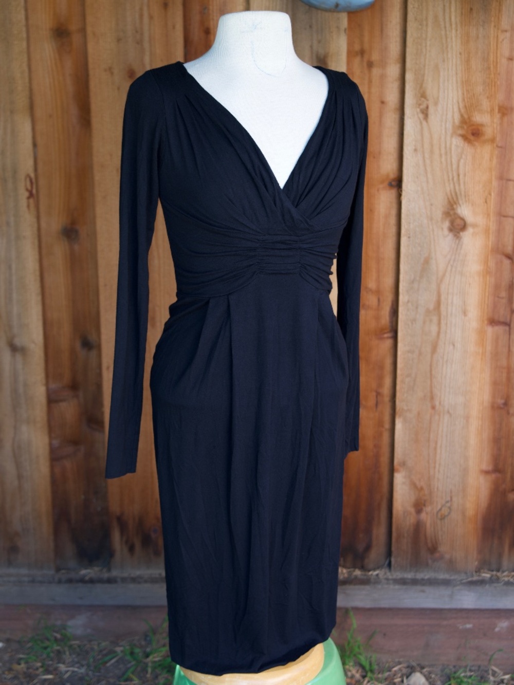 La Perla Openspace Black Long Sleeve Knit Evening Bodycon Midi Dress Woman's S